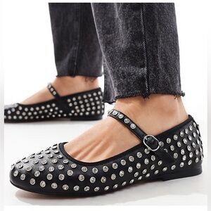 House of Harlow 1960 Flashy Black Studded Flats
